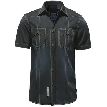 Summer Mens Slim 100% Cotton Black Denim Short Sleeve Shirt , Casual Male Man Jeans Shirts , Men Bleached Single Breasted Blouse
Summer Mens Slim 100% Cotton Black Denim Short Sleeve Shirt , Casual Male Man Jeans Shirts , Men Bleached Single Breasted Blouse