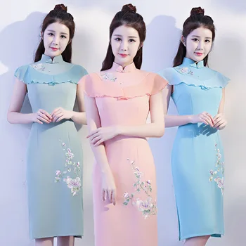 Fashion Female Cheongsam Dress Slim Split Qipao Chinese Traditional Dresses Modern Improvement Oriental Party Cheongsam 
Fashion Female Cheongsam Dress Slim Split Qipao Chinese Traditional Dresses Modern Improvement Oriental Party Cheongsam