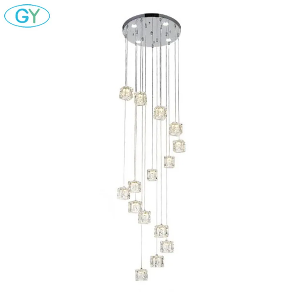 2019 New led Crystal Chandelier For Stair Modern Living Room LED 15 Light Long Hotel Hall Lustres Cristal stairs Lamp | Лампы и