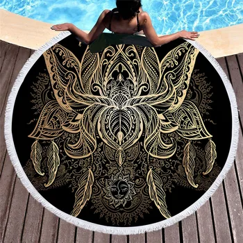 UJXS Round blanket Bronzing floral printed hanging ball tassel bath towel yoga mat beach towel tapestry 150CM
UJXS Round blanket Bronzing floral printed hanging ball tassel bath towel yoga mat beach towel tapestry 150CM