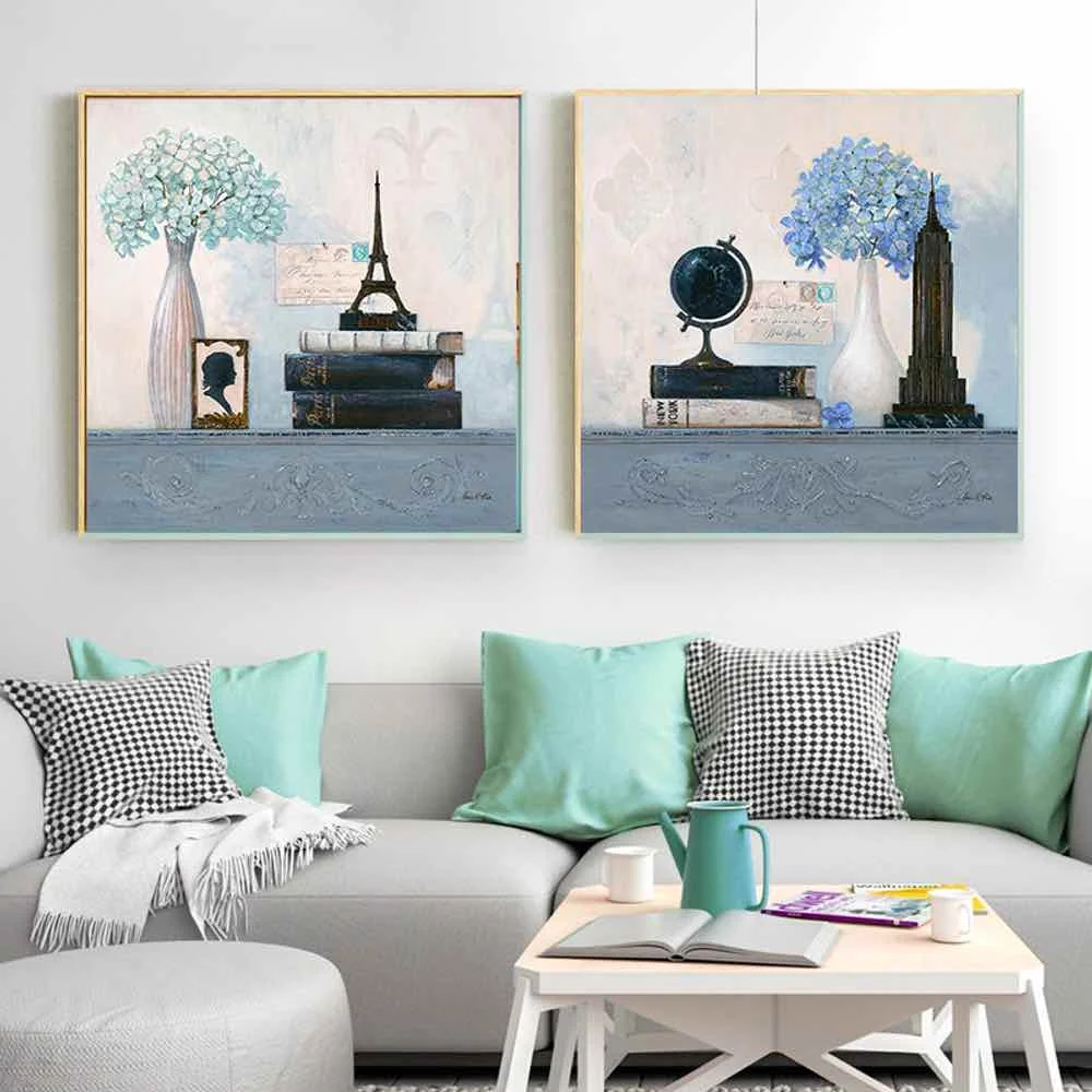 HAOCHU Painting Color Cartoon Globe Book Wall Art Print Poster Birdcage Simple Pictures Canvas For Living Room Decor | Дом и сад