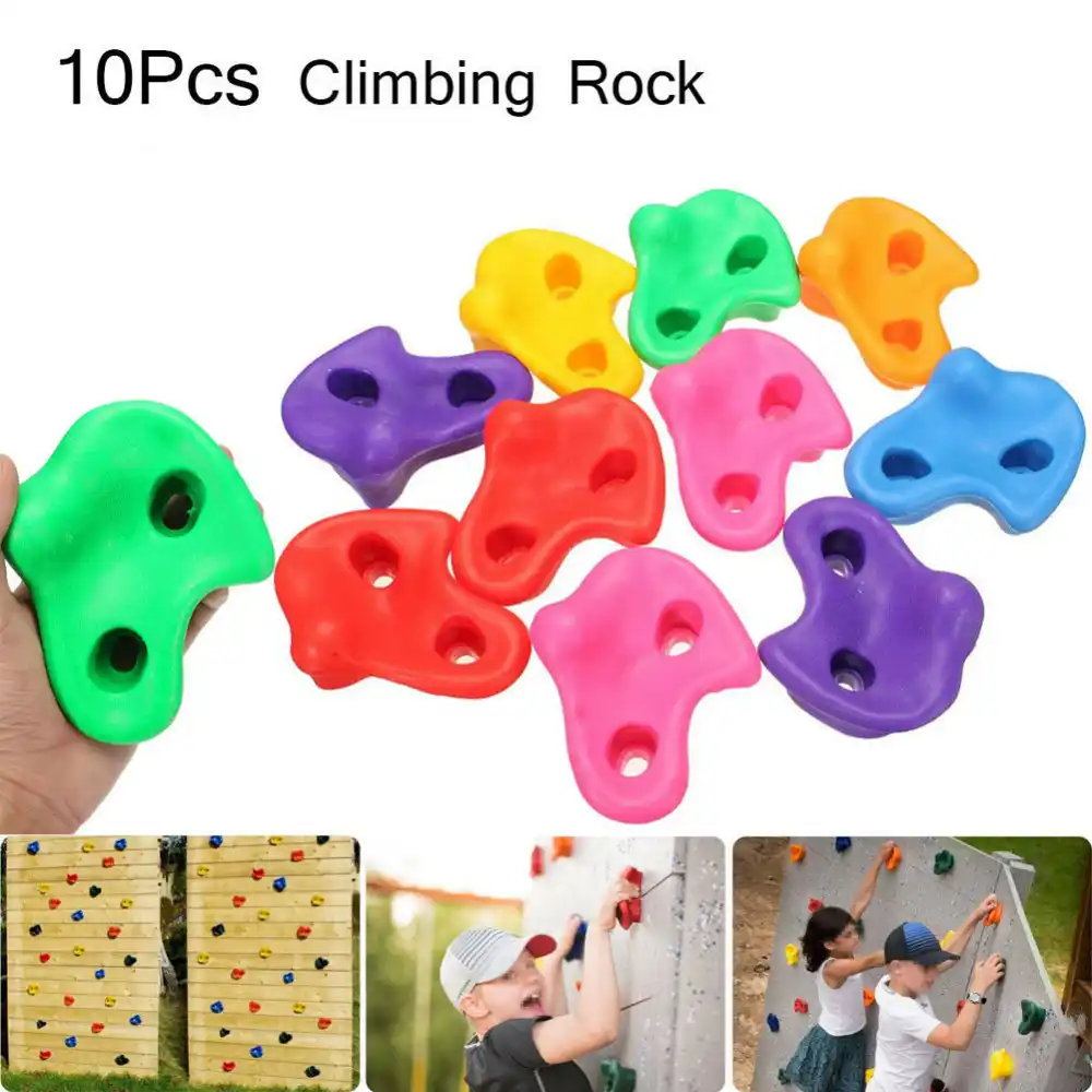 10pcs plastic children kids rock climbing wood wall stones hand