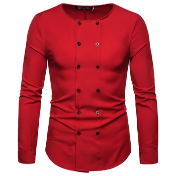2019 New Casual Fashion Solid Color Personality Round Collar Double Row Button Round Bottom Long Sleeve Men's Shirts
2019 New Casual Fashion Solid Color Personality Round Collar Double Row Button Round Bottom Long Sleeve Men's Shirts