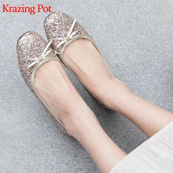 Krazing Pot 2019 sequined cloth bling shiny bowtie elegant brand casual spring Summer shallow sweety young girls flats shoes L22 
Krazing Pot 2019 sequined cloth bling shiny bowtie elegant brand casual spring Summer shallow sweety young girls flats shoes L22