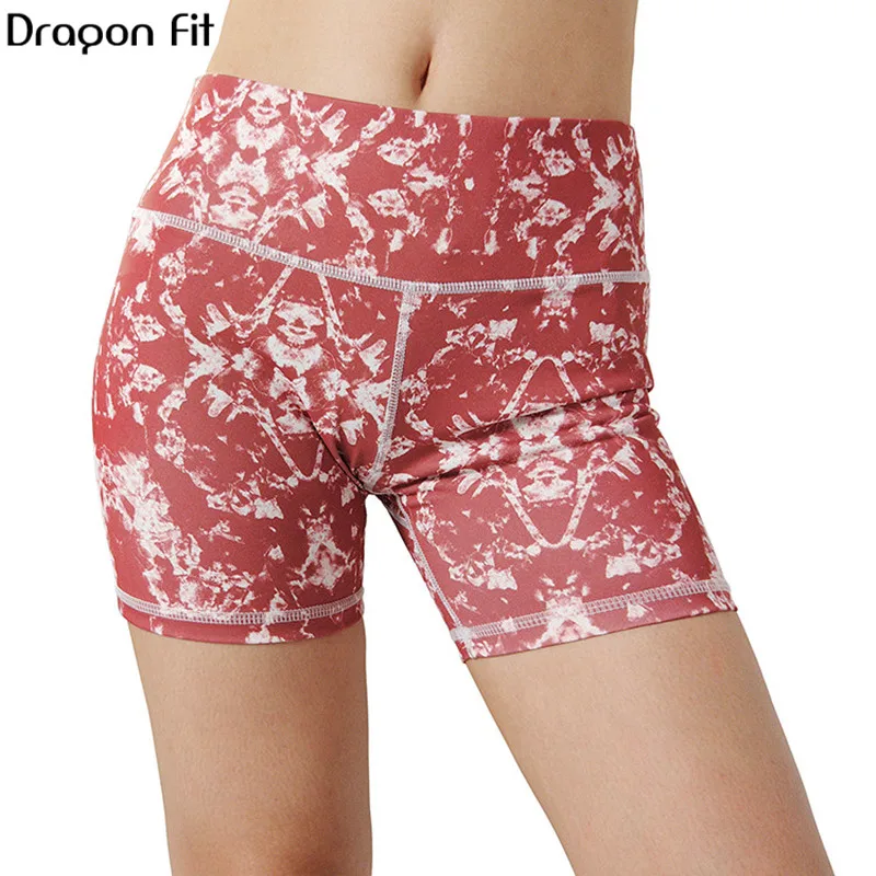 Dragon Fit Print High Waist Yoga Shorts Women Fitness Elastic Sport Legging Short Gym Leggings Tummy Control Female | Спорт и