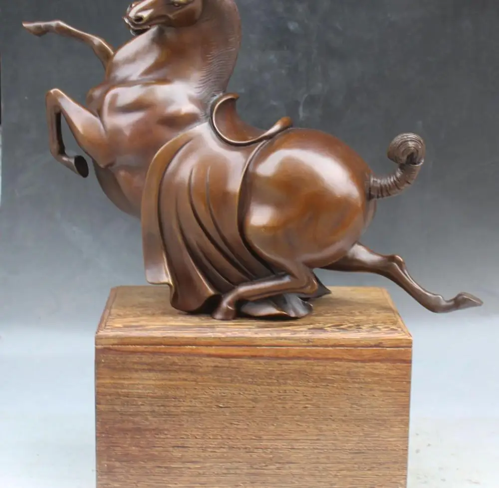 20" Chinese Pure Bronze Zodiac Year Animal Success Horse Horses Wood Base Statue
20" Chinese Pure Bronze Zodiac Year Animal Success Horse Horses Wood Base Statue