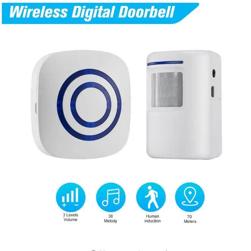 Wireless Intelligent Sensor Doorbell Smart Doorbells Digital Infrared Human Body Sensor Split Door Reminder Ring Bells
Wireless Intelligent Sensor Doorbell Smart Doorbells Digital Infrared Human Body Sensor Split Door Reminder Ring Bells