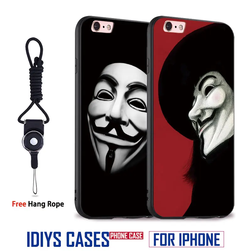 V for Vendetta Originality Coque With Hang Rope Soft Silicone Phone Case Cover Shell Bag For Apple iPhone 5 SE 5S 6 6S 7 PLUS
V for Vendetta Originality Coque With Hang Rope Soft Silicone Phone Case Cover Shell Bag For Apple iPhone 5 SE 5S 6 6S 7 PLUS