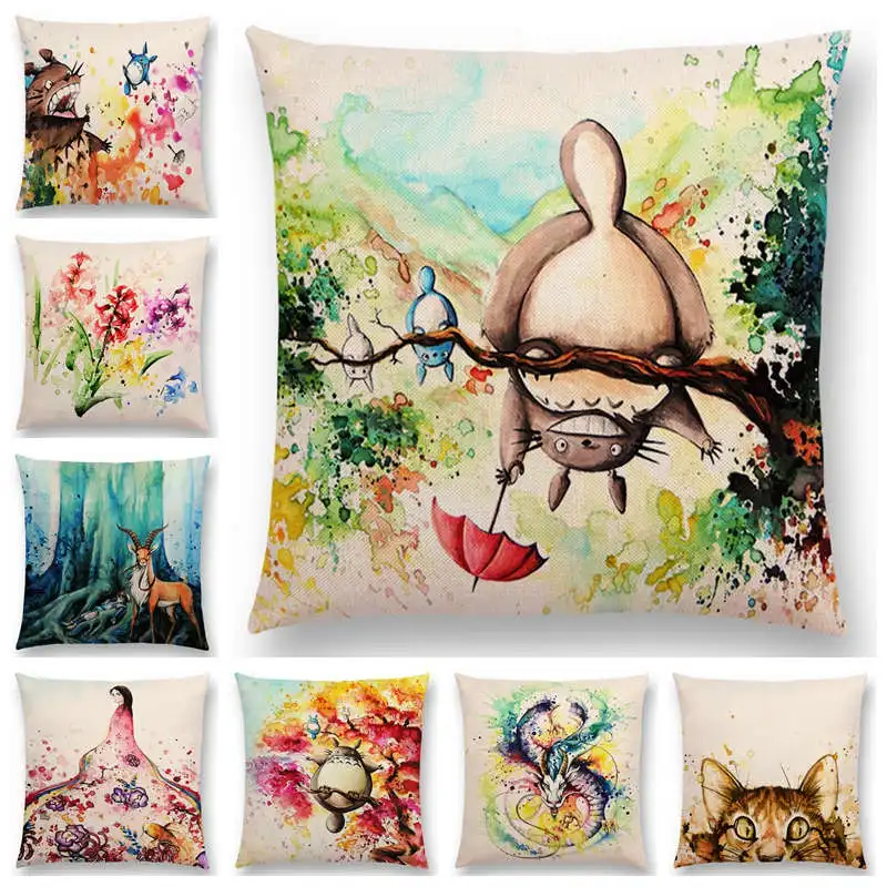 Newest Hayao Miyazaki Works Pillowcase Watercolor Totoro Howl's Moving Castle Spirited Away Castle In The Sky Cushion Cover
Newest Hayao Miyazaki Works Pillowcase Watercolor Totoro Howl's Moving Castle Spirited Away Castle In The Sky Cushion Cover