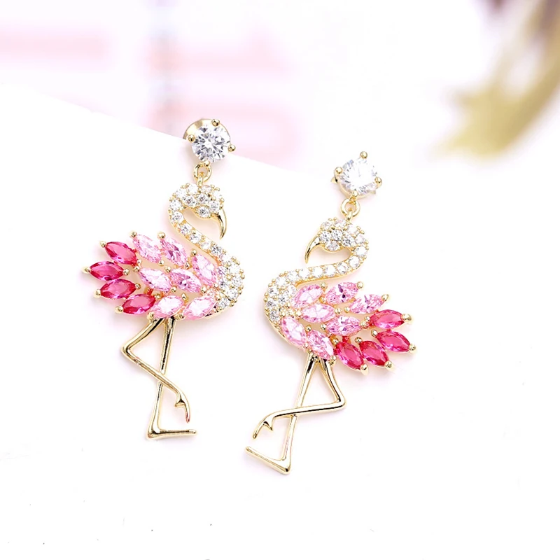 2019 New Arrival Colorful Cubic Zircon Famingos Earrings Fashion Gold Animal Earrings For Women Girls Party Gift
2019 New Arrival Colorful Cubic Zircon Famingos Earrings Fashion Gold Animal Earrings For Women Girls Party Gift