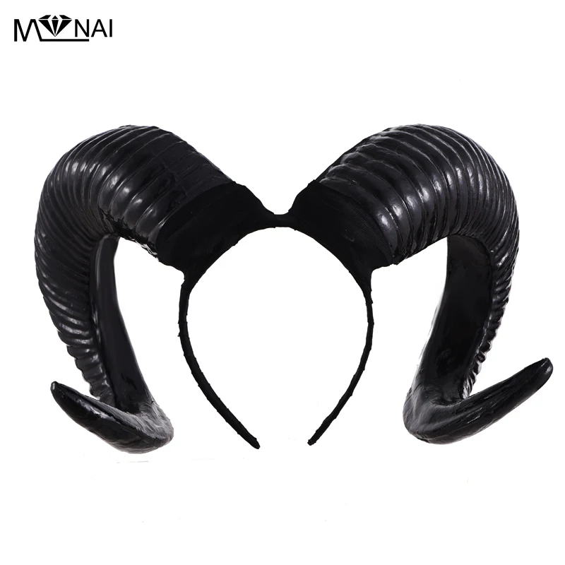 Artificial Sheep Ram Horns Costume Ram Horns Headband for Halloween Cosplay Costume Black