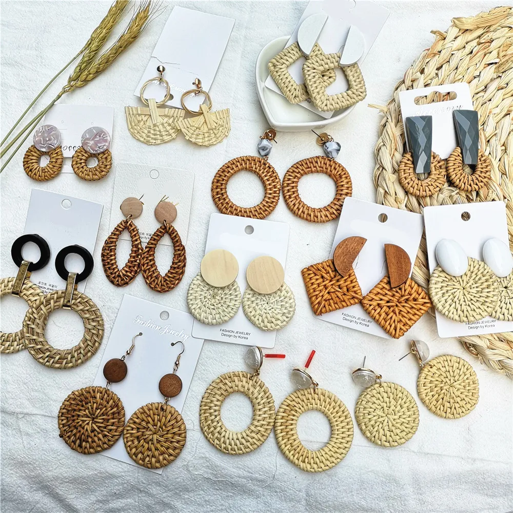 19 Style New 2018 Handmade Wooden Straw Weave Rattan Long Earrings for Women Female Natural Vine Braid Geometric Drop Earrings
19 Style New 2018 Handmade Wooden Straw Weave Rattan Long Earrings for Women Female Natural Vine Braid Geometric Drop Earrings