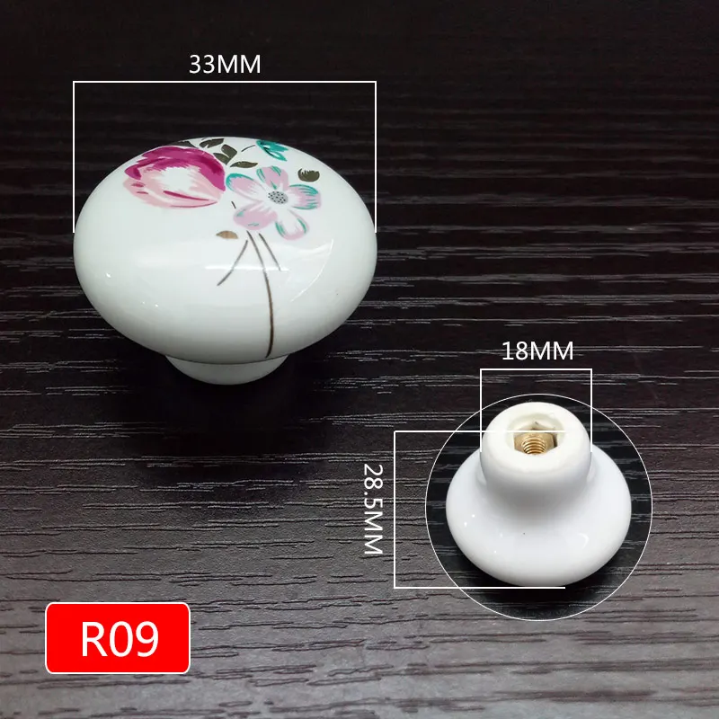 P07白色印花系列单孔陶瓷拉手=R09-32尺寸规格