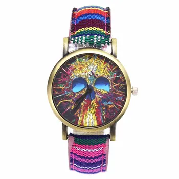 Fashion Skull Head Devil Flower Skeleton Dial Watches Casual Men Women Stripes Denim Wristband Band Sport Quartz Wrist Watch
Fashion Skull Head Devil Flower Skeleton Dial Watches Casual Men Women Stripes Denim Wristband Band Sport Quartz Wrist Watch