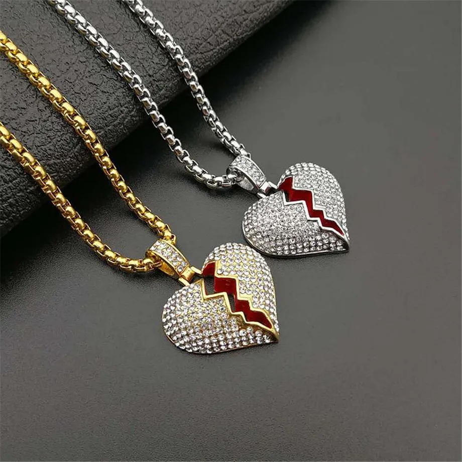 Dropshipping Broken Heart Iced Out Chain Pendant Necklace Statement Gold Color Cubic Zircon Necklace Hip Hop Men's Jewelry Gift
Dropshipping Broken Heart Iced Out Chain Pendant Necklace Statement Gold Color Cubic Zircon Necklace Hip Hop Men's Jewelry Gift