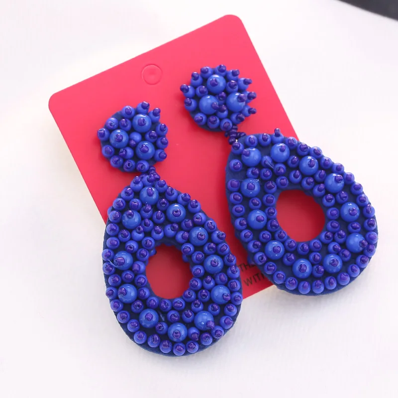 Aretes beads handmade Boho Fashion Beads Drop Earrings For Women Colorful Dangle Statement Earrings Jewelry Christmas Gifts Sapphire