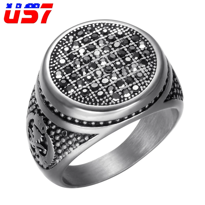 US7 Vintage Men Finger Punk Rings Cool Heavy Silver Stainless Steel CZ Micro Pave Ring For Men Jewelry Gift
US7 Vintage Men Finger Punk Rings Cool Heavy Silver Stainless Steel CZ Micro Pave Ring For Men Jewelry Gift