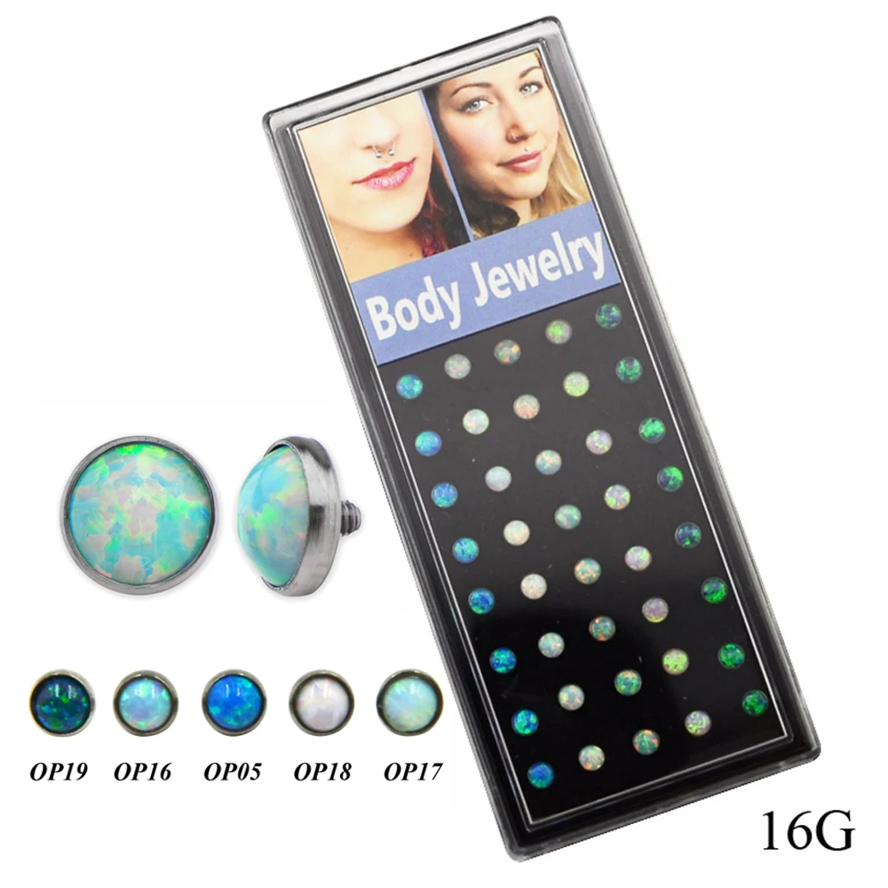 40pcs/box Set G23 Titanium Opal Stone Dermal Tops Piercing Anchor Head Accessories for Internally Threaded Body Piercing Jewelry
40pcs/box Set G23 Titanium Opal Stone Dermal Tops Piercing Anchor Head Accessories for Internally Threaded Body Piercing Jewelry