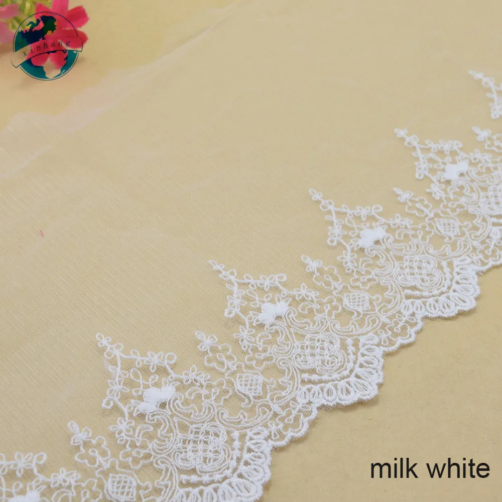 Description Picture 4 of item18cm Width White Cotton patches embroidery Lace Ribbon Fabric Guipure Diy Trims Sewing Garment dress Accessories tools#3695