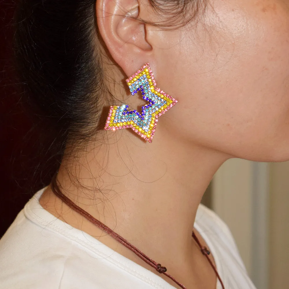 New Arrival Multicolors Rhinestone Star Charm Stud Earrings for Women Fashion Jewelry Boho Maxi Collection Earrings Accessories
New Arrival Multicolors Rhinestone Star Charm Stud Earrings for Women Fashion Jewelry Boho Maxi Collection Earrings Accessories