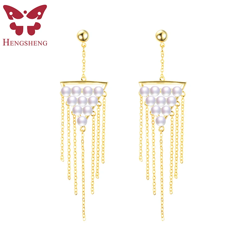 HENGSHENG Real Natural White Pearl Earrings,Triangle Chain Women Drop Earrings,Gold/Silver, Fashion Jewelry With Gift Box
HENGSHENG Real Natural White Pearl Earrings,Triangle Chain Women Drop Earrings,Gold/Silver, Fashion Jewelry With Gift Box