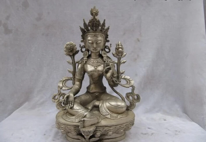 150624 S2109 8" Tibet Buddhism White Bronze Silver Green TaRa Kwan-Yin Guan Yin Buddha Statue
150624 S2109 8" Tibet Buddhism White Bronze Silver Green TaRa Kwan-Yin Guan Yin Buddha Statue