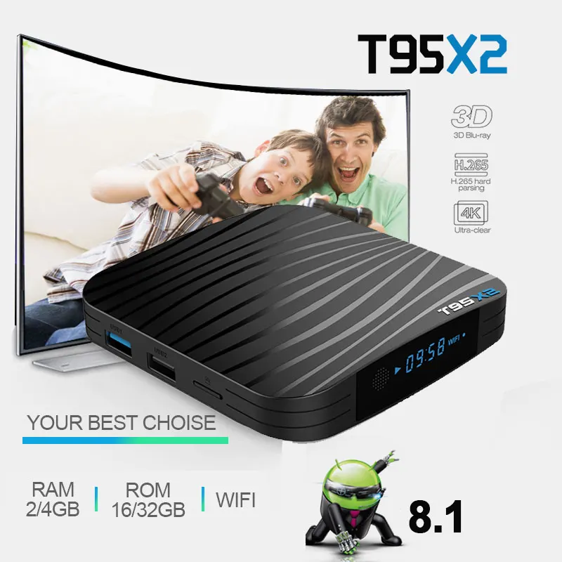 New T95X2 Android tv box android 8.1 S905X2 Quadcore cortex-A 2G/16GB 4G/32GB support 4K smart tv iptv box Media Player
New T95X2 Android tv box android 8.1 S905X2 Quadcore cortex-A 2G/16GB 4G/32GB support 4K smart tv iptv box Media Player