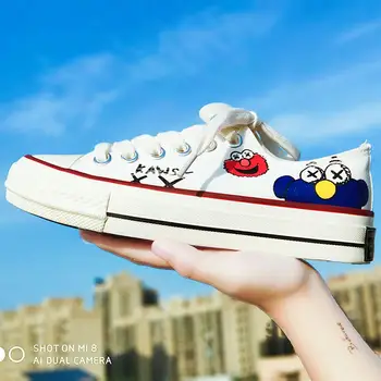 Women Flat Cartoon Canvas Shoes 2019 New Hand drawn Doodling Lace Up Student Board Shoes Ladies Casual Shoes Female Sneakers
Women Flat Cartoon Canvas Shoes 2019 New Hand drawn Doodling Lace Up Student Board Shoes Ladies Casual Shoes Female Sneakers