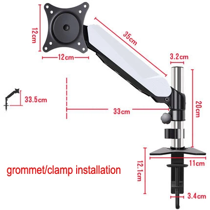 20cm DL-GM110 17-27" grommet clamp base LCD LED Monitor Holder Arm mount desk stand mechanical Spring Full Motion
20cm DL-GM110 17-27" grommet clamp base LCD LED Monitor Holder Arm mount desk stand mechanical Spring Full Motion