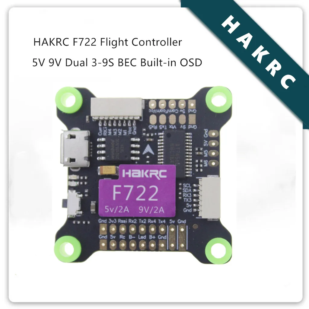 HAKRC F722 Flight Controller 5V 9V Dual BEC OSD 3-9S For RC FPV Racing Drone New Arrival Dropshipping New Arrival Dropshipping
HAKRC F722 Flight Controller 5V 9V Dual BEC OSD 3-9S For RC FPV Racing Drone New Arrival Dropshipping New Arrival Dropshipping