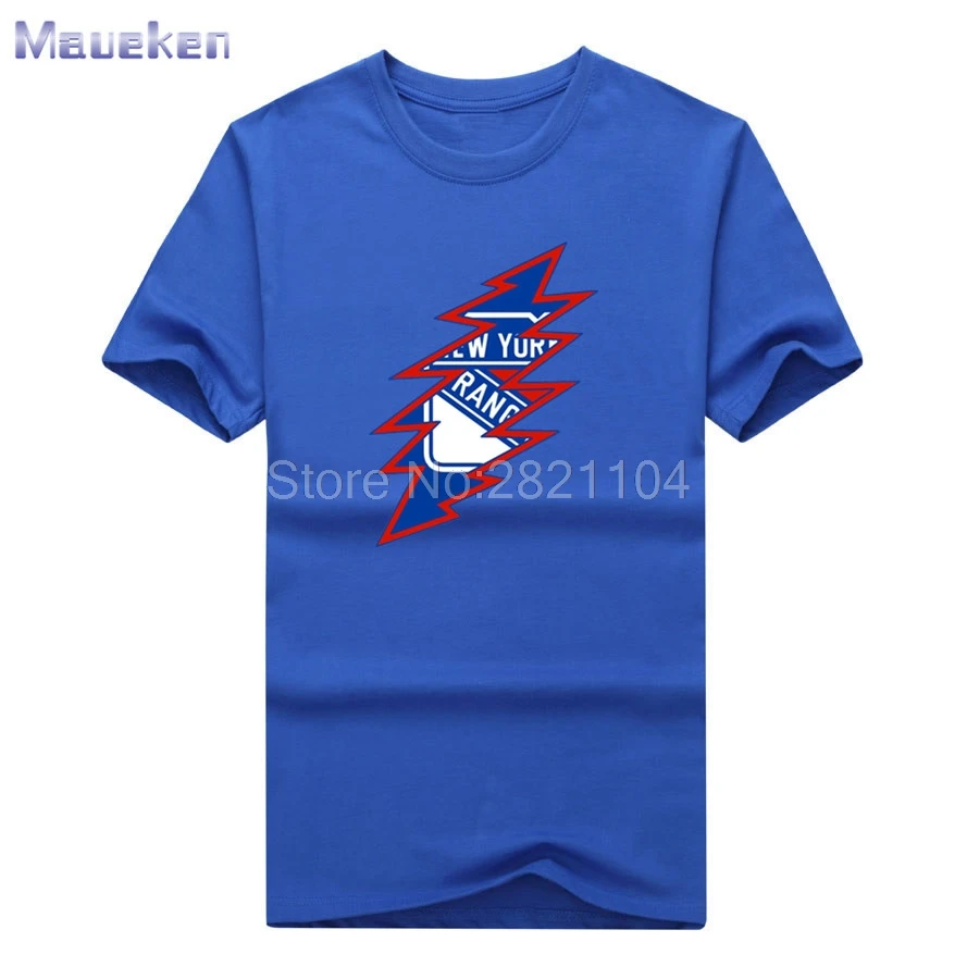 New 2018 new york Dead bolt shirt with rangers logo shirt mens 100% cotton for fans T-shirt 0425-8