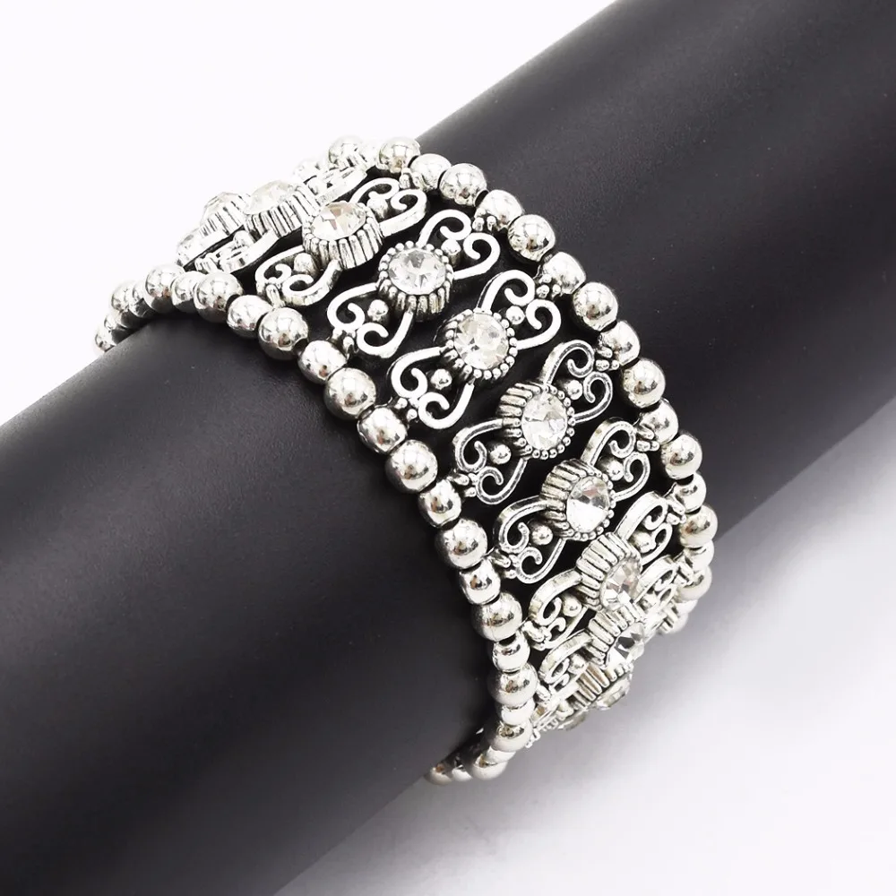 Ethnic Bohemian Silver Metal Rhinestone Elastic Bracelets & Bangles For Women Vintage Turkish Gypsy Beach Stretch Charm Bracelet
Ethnic Bohemian Silver Metal Rhinestone Elastic Bracelets & Bangles For Women Vintage Turkish Gypsy Beach Stretch Charm Bracelet