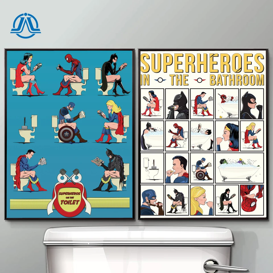 Nordic Style Canvas Posters Superheros in the Bathroom Toilet Prints Cartoon Painting Wall Pictures for Kids Nursery Home Decor
Nordic Style Canvas Posters Superheros in the Bathroom Toilet Prints Cartoon Painting Wall Pictures for Kids Nursery Home Decor