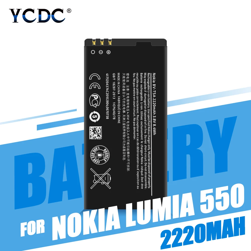 BV-T5A BVT5A 2220mAh Lithium Battery Cellphone Batteries For Nokia Lumia 550 730 735 738 Superman RM1038 RM1040 Smart Phone
BV-T5A BVT5A 2220mAh Lithium Battery Cellphone Batteries For Nokia Lumia 550 730 735 738 Superman RM1038 RM1040 Smart Phone