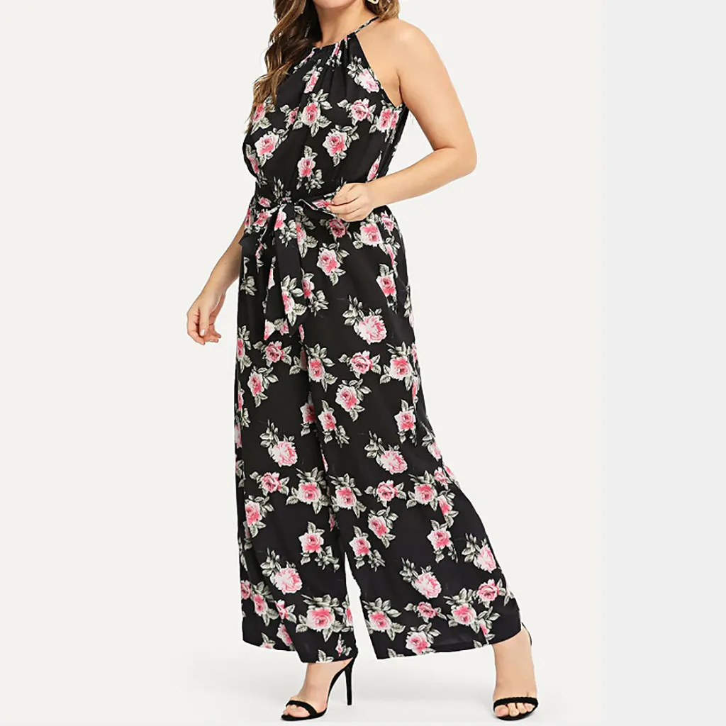 Plus Size Women Printed Sleeveless O Neck Jumpsuit Female Ladies Lace Up Halter Losse Long Jumpsuits Casual Fashion Rompers
Plus Size Women Printed Sleeveless O Neck Jumpsuit Female Ladies Lace Up Halter Losse Long Jumpsuits Casual Fashion Rompers