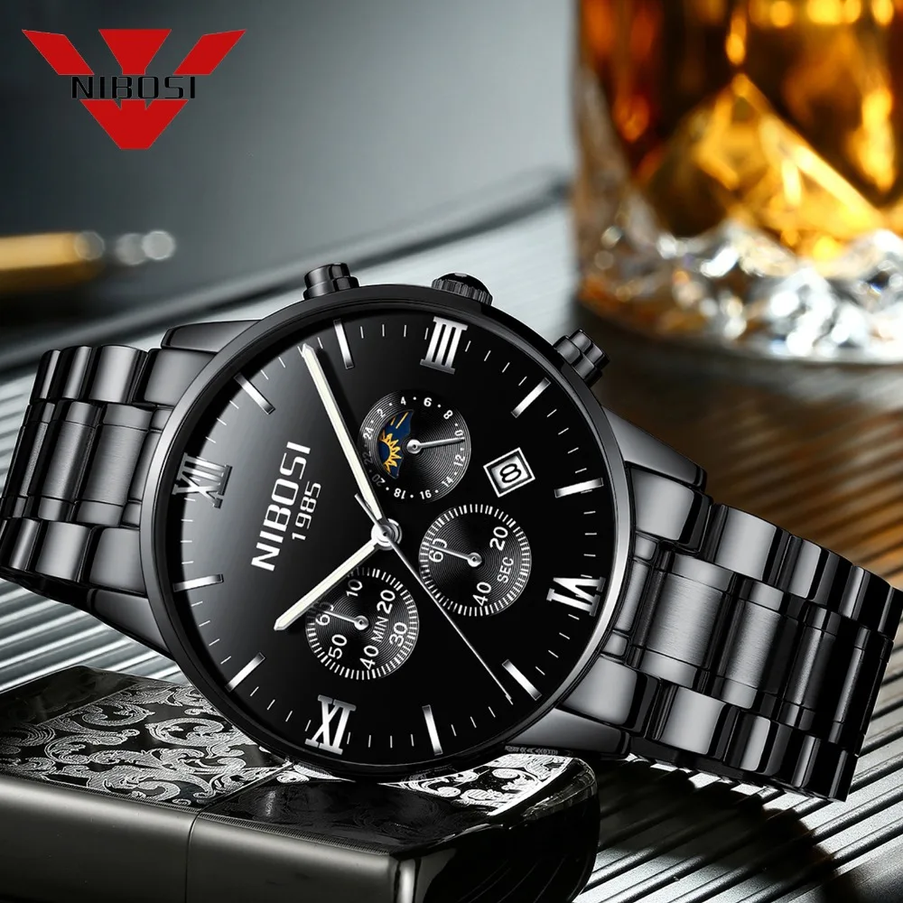 

NIBOSI Mens Watches Top Brand Luxury Sport Watch Date Week Waterproof Quartz Watch for Men Fashion Clock Relogio Masculino Saat