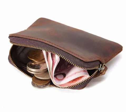 MEN/'S LADIES BLACK REAL LEATHER COIN POUCH WALLET PURSE UNISEX