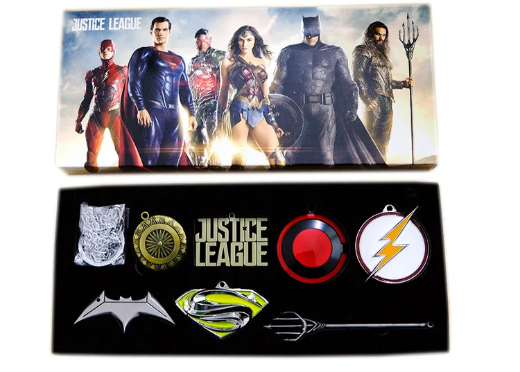7 pcs/set DC Heroes Justice League Superman Wonder Woman Batman The Flash Aquaman Metal Model Weapons Necklace Pendants toy
7 pcs/set DC Heroes Justice League Superman Wonder Woman Batman The Flash Aquaman Metal Model Weapons Necklace Pendants toy