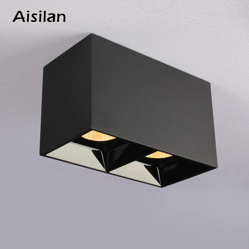 Aisilan surface mounted LED ceiling spotlight double head square COB living room corridor aisle ceiling spot light cube lamp
Aisilan surface mounted LED ceiling spotlight double head square COB living room corridor aisle ceiling spot light cube lamp
