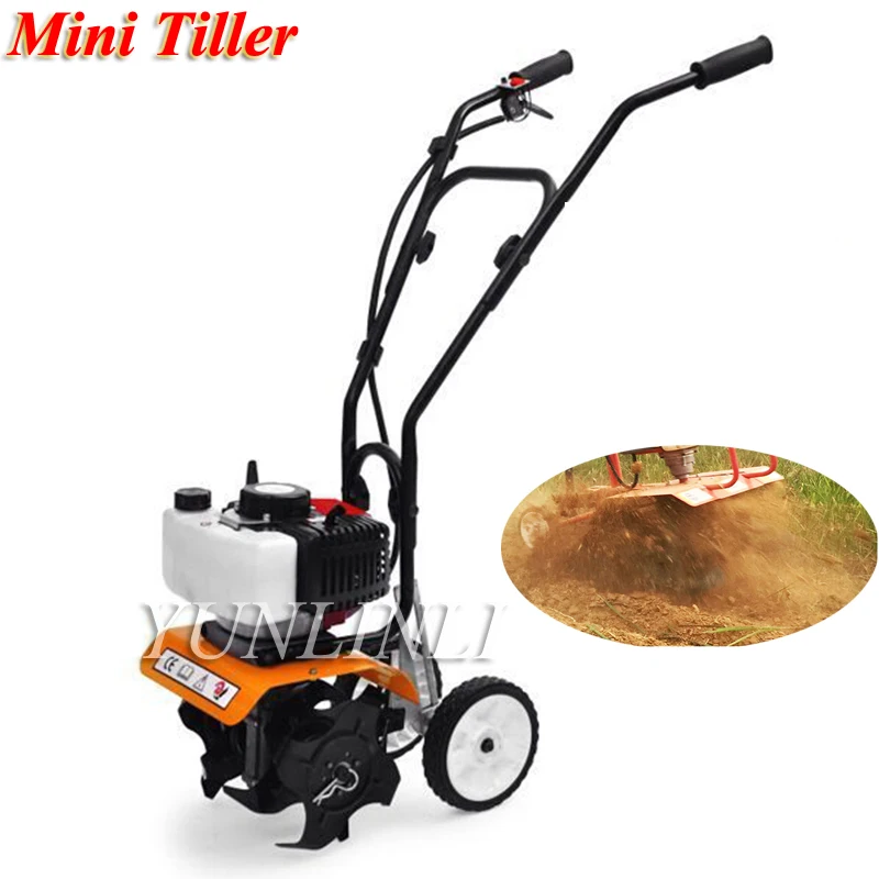 

52cc Mini Tiller Garden Cultivator Rotary Hoe Tine Tiller 1650W Mini Cultivator Pro Machine For Soil Loosening Equipment 1E44F-5