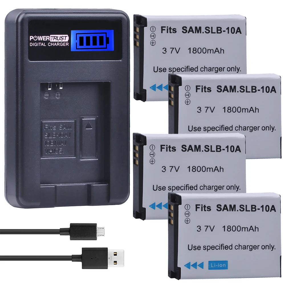 4Pcs SLB-10A SLB10A SLB 10A Camera Battery + LCD USB Charger for Samsung EX2F WB150F WB250F WB350F WB750 WB800F WB500 WB550 HZ10
4Pcs SLB-10A SLB10A SLB 10A Camera Battery + LCD USB Charger for Samsung EX2F WB150F WB250F WB350F WB750 WB800F WB500 WB550 HZ10