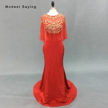 Real Elegant Red Mermaid Beaded Evening Dresses 2018 with Shawl Formal Women Engagement Party Prom Gowns abiye gece elbisesi 
Real Elegant Red Mermaid Beaded Evening Dresses 2018 with Shawl Formal Women Engagement Party Prom Gowns abiye gece elbisesi