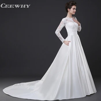 CEEWHY Open Back Lace Wedding Dress Long Sleeve Satin Wedding Gowns White Bride Dress Robe de Mariee Vestido de Noiva
CEEWHY Open Back Lace Wedding Dress Long Sleeve Satin Wedding Gowns White Bride Dress Robe de Mariee Vestido de Noiva