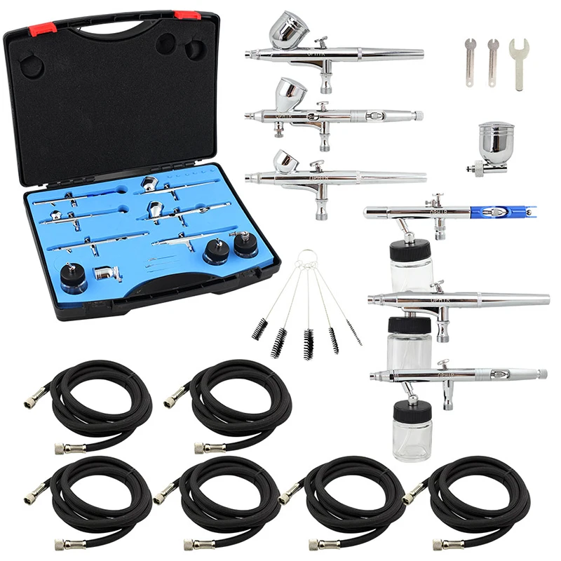 OPHIR 6PCS Airbrush Kit Set Dual Action Air Brush Spray Gun/Air-brush for Nail Art Body Paint Model Hobby Cake Decorating_AC048+
OPHIR 6PCS Airbrush Kit Set Dual Action Air Brush Spray Gun/Air-brush for Nail Art Body Paint Model Hobby Cake Decorating_AC048+