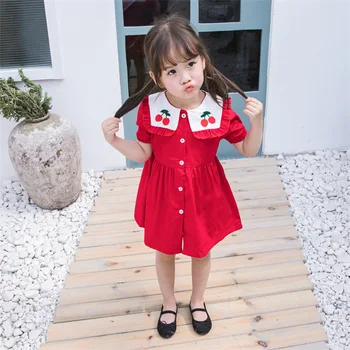 2019 Summer Girls New Red Cherry Princess Dress Cute Lapel Navy Dress Children's Wear
2019 Summer Girls New Red Cherry Princess Dress Cute Lapel Navy Dress Children's Wear