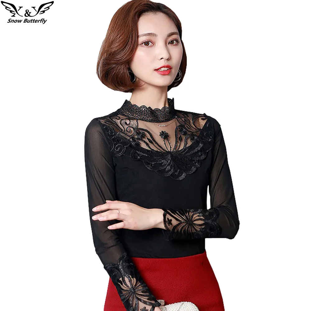 2019 Autumn Winter Women Tops Fashion Lace Stitching Blouse Long Sleeve Slim Shirt Elegant Hollow Top blusas femininas kimono
2019 Autumn Winter Women Tops Fashion Lace Stitching Blouse Long Sleeve Slim Shirt Elegant Hollow Top blusas femininas kimono