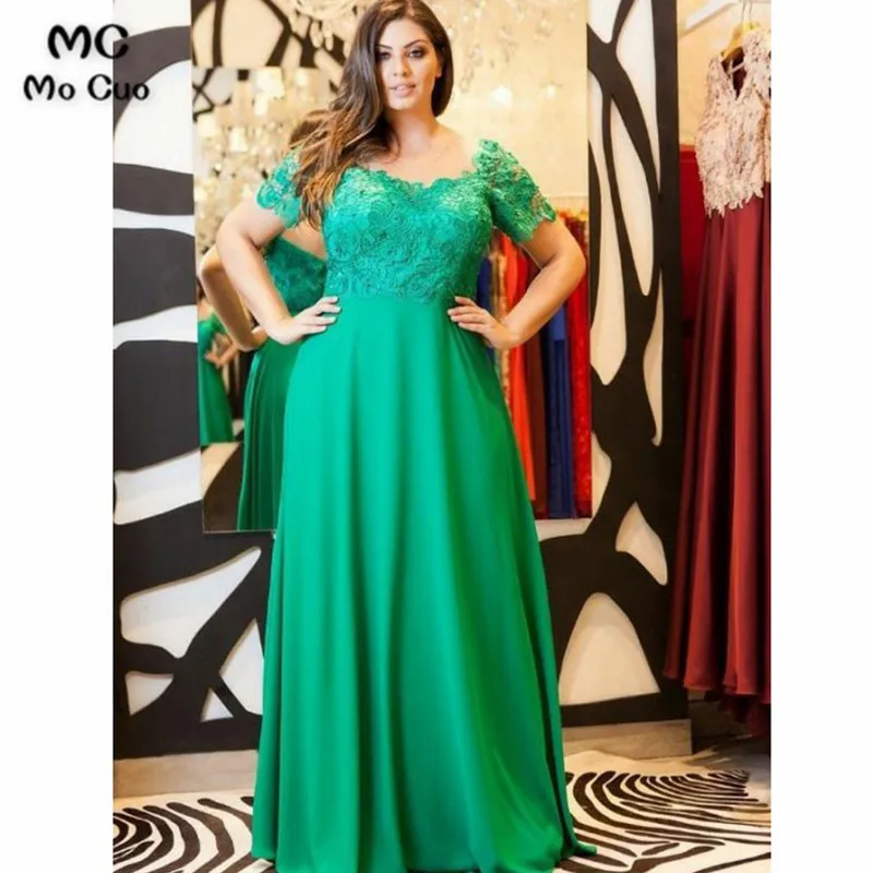 2018 Green Prom Dresses with Lace Beaded Sweep Train V-Neck Short Sleeve Chiffon Formal Evening Party Dress for Women 
2018 Green Prom Dresses with Lace Beaded Sweep Train V-Neck Short Sleeve Chiffon Formal Evening Party Dress for Women