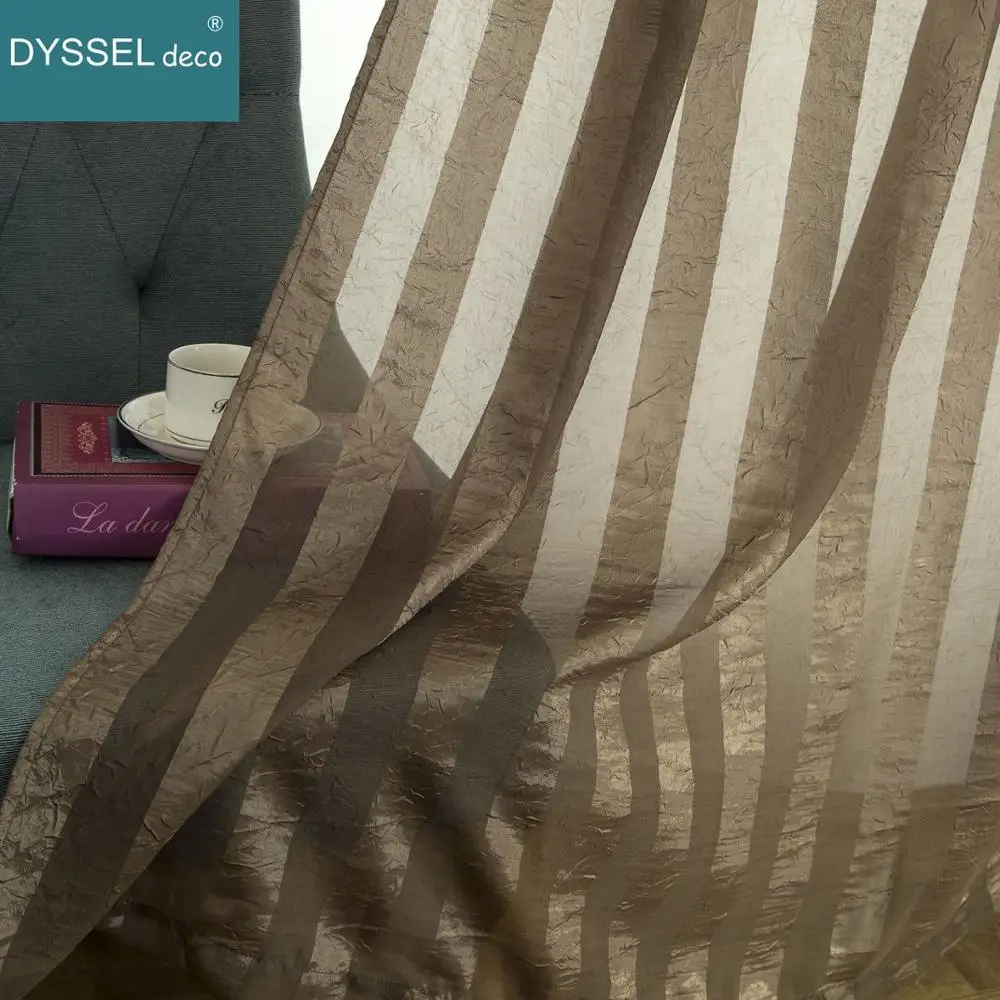 Modern White Brown Stripe Crushed Fabric Home Decorative Sheer Window Curtain Pencil Pleat Grommet for Living Room Bedroom
Modern White Brown Stripe Crushed Fabric Home Decorative Sheer Window Curtain Pencil Pleat Grommet for Living Room Bedroom