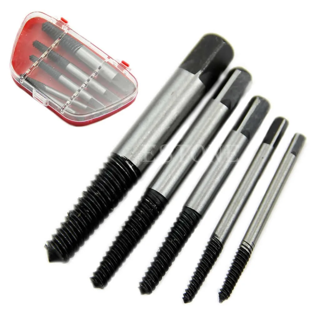 OOTDTY 3-19mm 5pc set Damaged Screw Stud Bolt Extractor Remover Drill Bit Tool Set Size Anti Clockwise Twist Design
OOTDTY 3-19mm 5pc set Damaged Screw Stud Bolt Extractor Remover Drill Bit Tool Set Size Anti Clockwise Twist Design