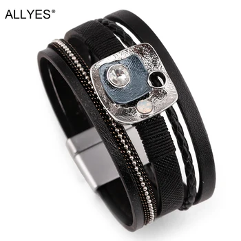 ALLYES Women Leather Bracelet Femme Metal Charm Cystal Bohemian Female Multilayer Wide Wrap Bracelets & Bangles Jewelry
ALLYES Women Leather Bracelet Femme Metal Charm Cystal Bohemian Female Multilayer Wide Wrap Bracelets & Bangles Jewelry